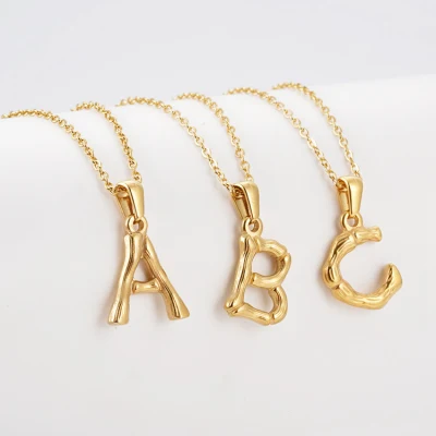 Aço inoxidável ouro letra inicial K pingente monograma colar jóias mulheres