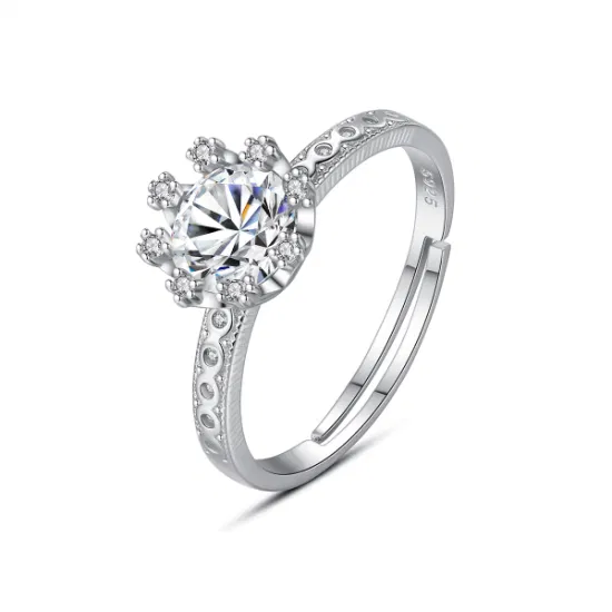 Mulher colorida diamante novo ajustável 925 prata sizer ajustador noivado anel gelado moissanite